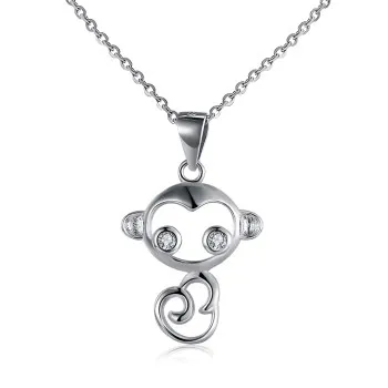 SILVERHOO, Настоящее серебро 925 пробы, милая обезьяна, изысканное женское ожерелье с подвеской, роскошное Стерлинговое Серебро, ювелирное изделие, подарок - Цвет камня: Monkey