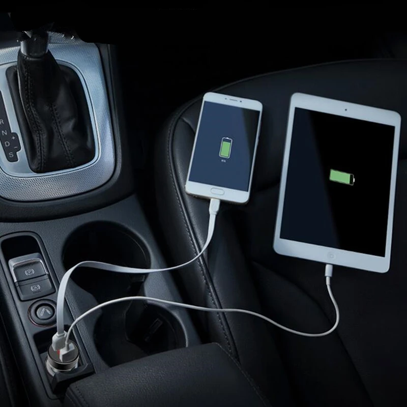 Универсальный 5 в автомобильный прикуриватель разъем 3.4A двойной порт USB быстрая зарядка молоток молдинг авто зарядное устройство для мобильного телефона