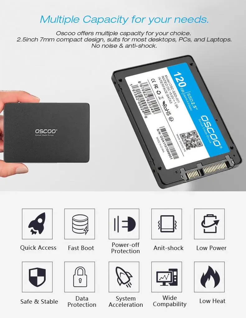 2.5inch SATA 3 6Gbps Internal Hard Drive SSD Solid State Drive 120GB Hard Disk Internal Solid State Drives