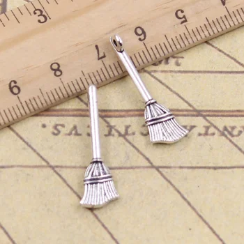 

12pcs/lot Charms Beson Broom 27x10mm Tibetan Pendants Antique Jewelry Making DIY Handmade Craft For Bracelet Necklace