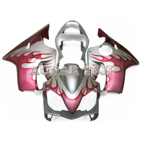 Комплект кузова для спортивного велосипеда для Honda 2001 2002 2003 CBR600F4i ABS Литье под давлением мотоцикл серебро и розовый пламя Cowlings