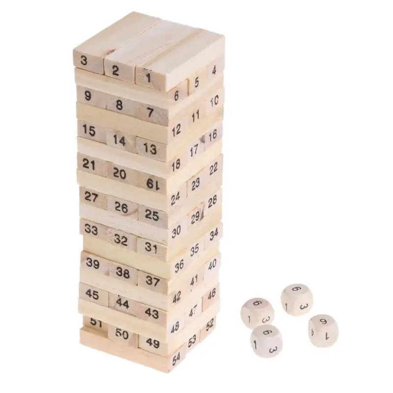 Деревянные цифры подписанные блоки штабелирование Здание Модель башня из кубиков детские развивающие потянув укладки игра игрушка с игральным кубиком Размер S