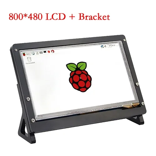 800X480 and bracket 7 дюймов Raspberry Pi 4 3 lcd 1024*600 800*480 HDMI сенсорный экран 7 ''дисплей для Raspberry Pi 4 Модель B 3B+ 3B поддержка ПК ноутбука - Цвет: 800X480 and bracket