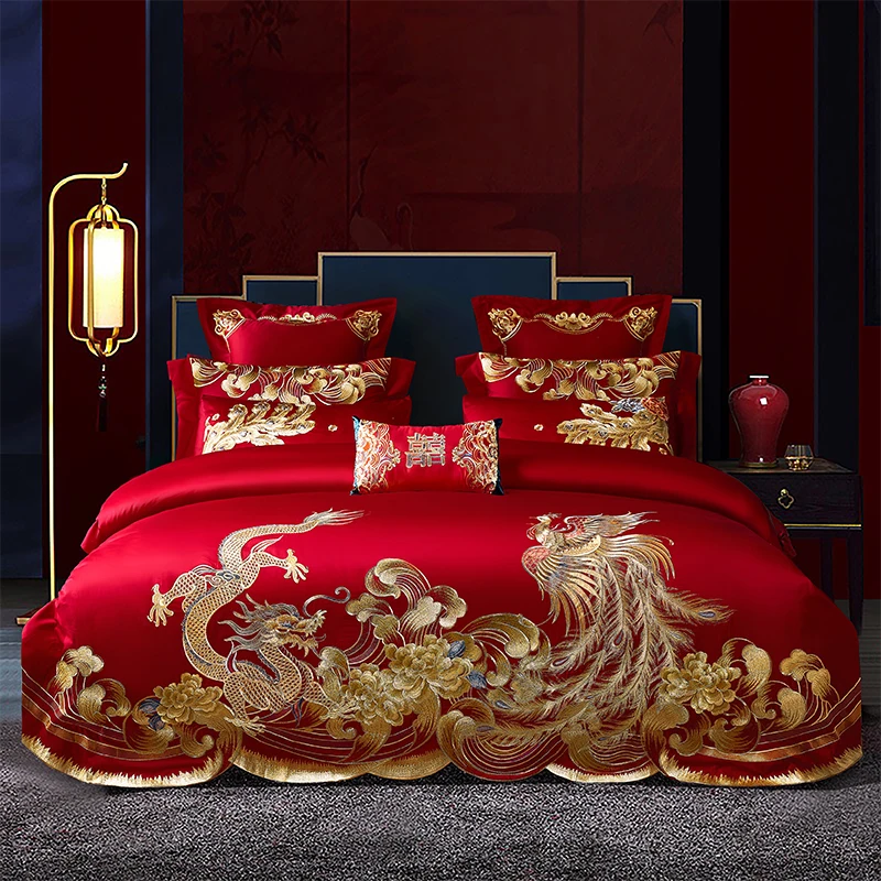 Red wedding bedding best sale