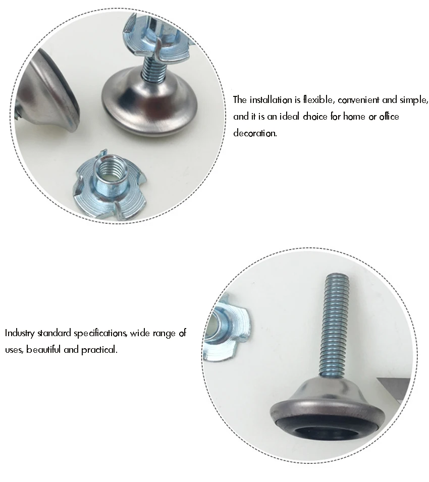 4PCS/Lot Heavy Duty Furniture Levelers Adjustable Furniture Legs Levelers, Leveling Feet for Tables Chair Cabinet Sofa, M6 Nut