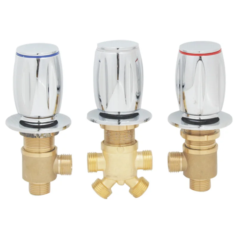 Bathtub Tap Brass Switch Control Valve Cold&Hot Shower Mixer Faucet Split 2 Way Water Divide Bathroom Cabinet Crane 4