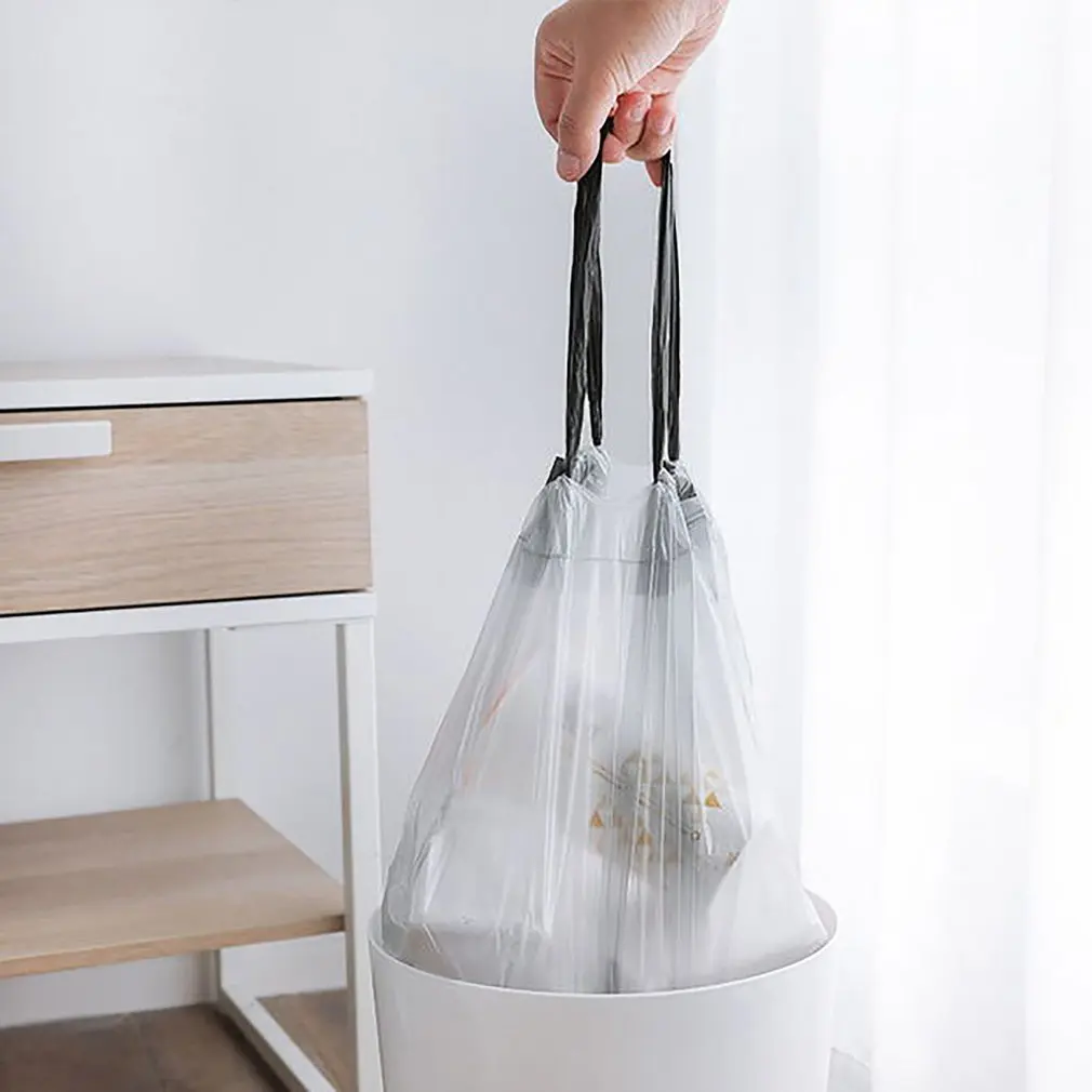 Drawstring Луч мешок для мусора кухня утолщение рулон, мешок для мусора портативный одноразовый бытовой пластиковый мешок