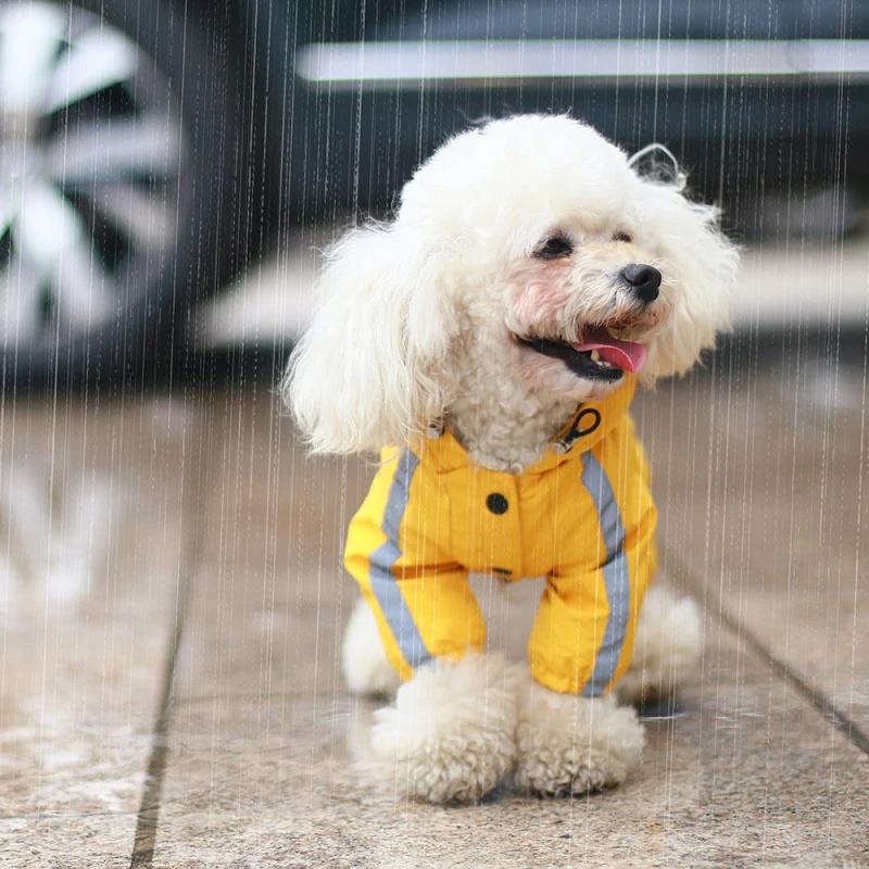 Small Dog Raincoat Reflective Dog Raincoat Waterproof Jumpsuit Puppy Rain Jacket For A Dog Pomeranian Schnauzer Poodle Clothing