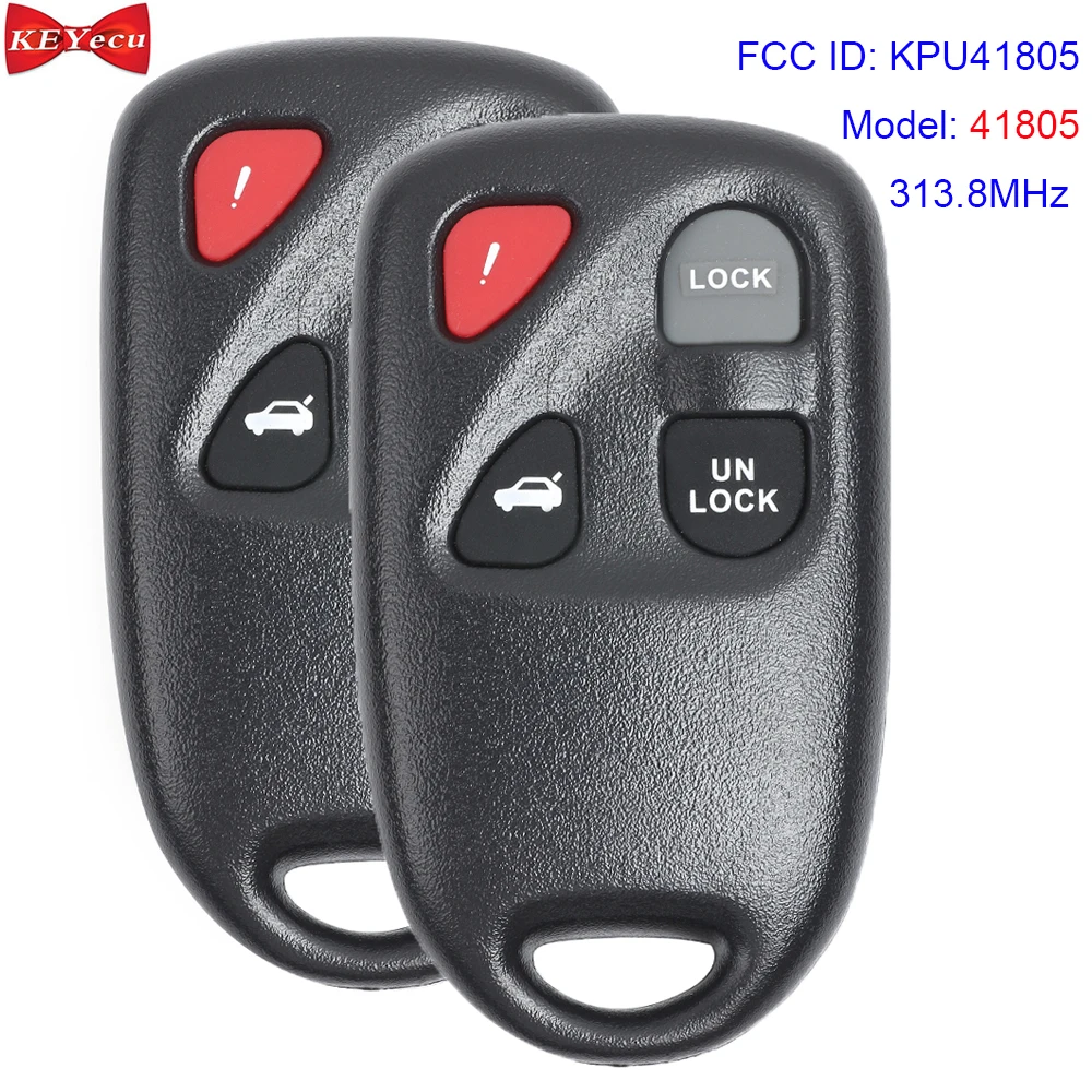 KEYECU 2 шт для Mazda 6 2003 2004 2005 дистанционный автомобильный брелок 4 кнопки 313,8 МГц FCC ID: KPU41805 модель 41805