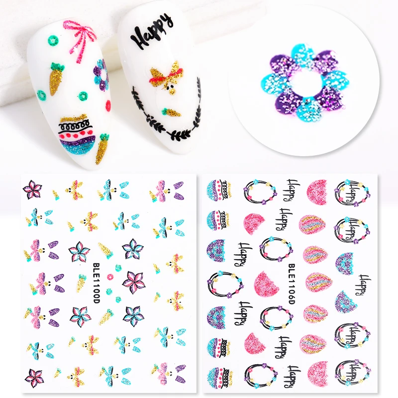 Nail Sticker Paper Easter Bunny Transfer Beautiful Decals 3D Nail Art