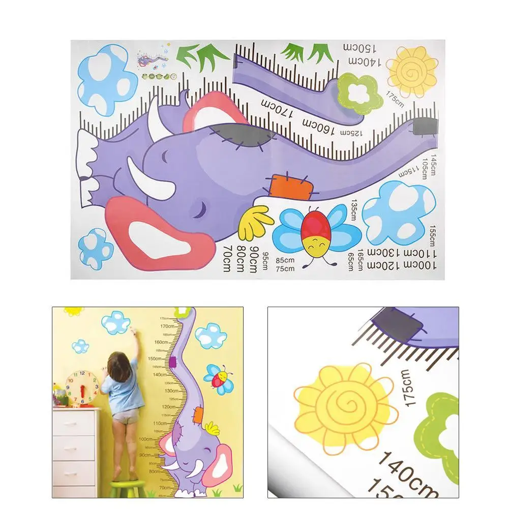 Elephant Removable Decor Wall Sticker/Decal Kid Child Height Chart Measure QT | Дом и сад