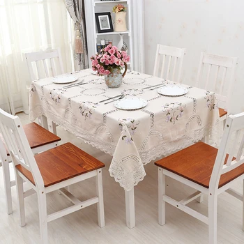 

Tablecloth Classic Lace Big Hem Christmas Cover for Wedding Banquet Washable Table Cover Textiles Hand Embroidery Cotton