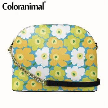 

Colorful Poppy Flower Women Shell Messenger Bag With Zipper PU Leather Crossbody Bag for Lady High Qulity Tote Sling Bag 2020