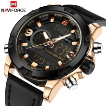 Naviforce Элитный бренд Для мужчин Военная Униформа спортивный Часы Для мужчин S светодиодный аналоговые цифровые часы мужчина армии кожа кварцевые часы Relogio Masculino