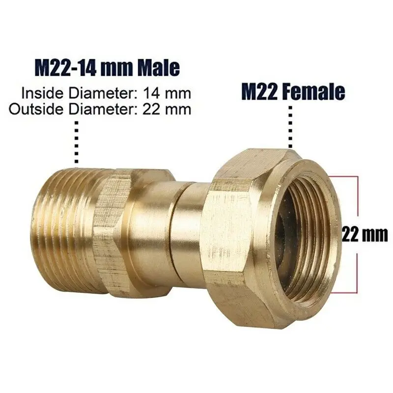 Pressure Washer Swivel Hose Coupling M22/14 To M22 Male Adapter Connector 