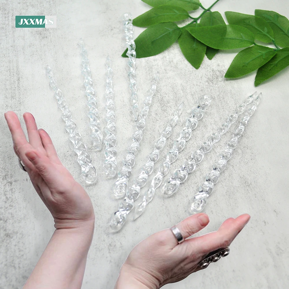Christmas Simulation Ice Xmas Tree Pendant 12PCS Fake Icicle 13cm Winter Party Christmas New Year Decoration Navidad Christmas decorations