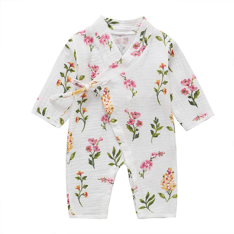 COSPOT Newborn Yarn Robe Kimono Jumpsuit Infantil Cartoon 100% Muslin Cotton Rompers Baby Boy Girl Clothes Sleepwear 2022 New 26 cheap baby bodysuits	 Baby Rompers