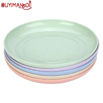 

5Pcs Wheat Straw Plate Dishes Foods Dessert Kitchen Plate Tray Dining Bar Tableware Accessories Multi-purpose Tray 15cm