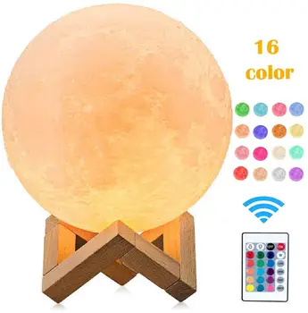 

D print night light Rambery moon lamp 3Rechargeable 3 Color Tap Control lamp lights 16 Colors Change Remote LED moon light gift