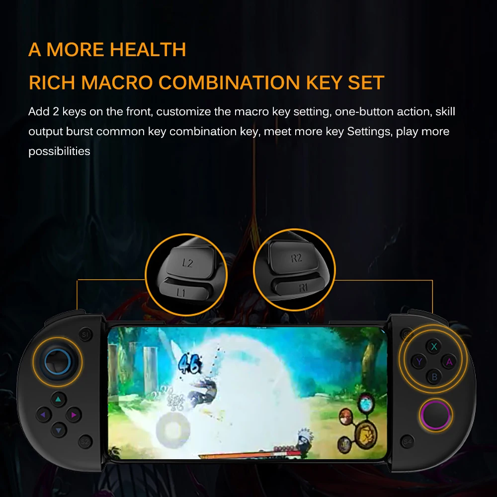 MINI Game Controller with Type C fast charging +Telescope phone holder Portable game handle joystick Sensitive buttons design_voghion.com