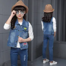 Новинка года; сезон осень; стильная детская одежда для девочек; детская джинсовая куртка среднего и большого размера с флагом союза; Wechat; деловая поставка товаров