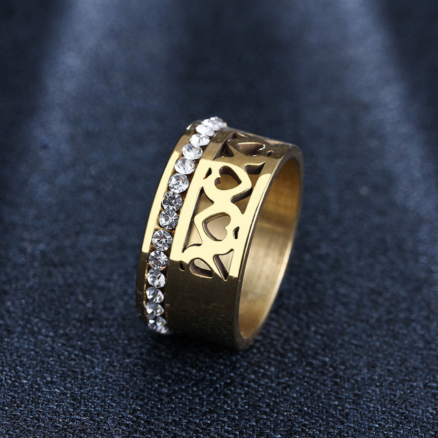 NEW Stainless Steel Ring Hollow Heart Stylish Simplicity Style Retro Rings For Women Wedding Party Exquisite Gifts Jewelry