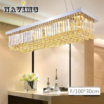 

Modern Luxury Lustre Rectangular Crystal Chandelier for Dining Room lamp Bedroom Foyer Lighting Fixture LED Bulbs Included
