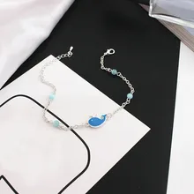 SANSUMMER, новинка, модный, сплав, покрытие, простая серебряная цепь, синий, мультяшный КИТ, брызги воды, имитация жемчуга, браслет 6677