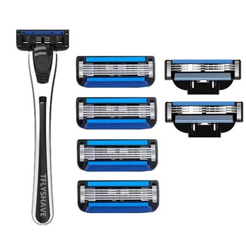 

TFLYSHAVE Man Shaver Razor Blade 5 Layer Razor with Trimmer Blade Sweden TOP Blade Razors(1holder Npcc*3 Blade Npcs*5 Blade )