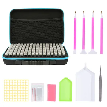 

Tweezer EVA Plate Rhinestones Holder Cross Stitch Diamond Painting Case Set With 60 Bottles Point Drill Pen DIY Embroidery