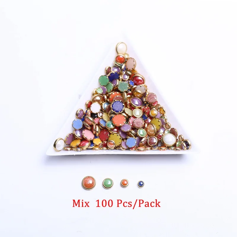 Mix-Mix 100 шт./упак. много Цвета полукруглых жемчужин для 3D nail art Украшение Стразы для бусины для ногтей Красота и блестящими жемчужинками - Цвет: Mix-Mix