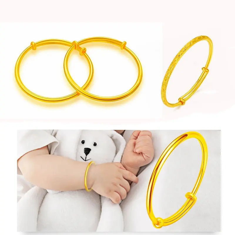 18K Gold-plated Gold-plated Gold Baby Children Bracelets Pair of Children's Smart and Smart Jewelry GiftsAs a One-year-old Gift