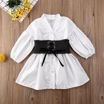 

Pudcoco Toddler Baby Girl Clothes Solid Color Puff Long Sleeve Shirt Tops Waist Binding Outfit Clothes 1-6Y