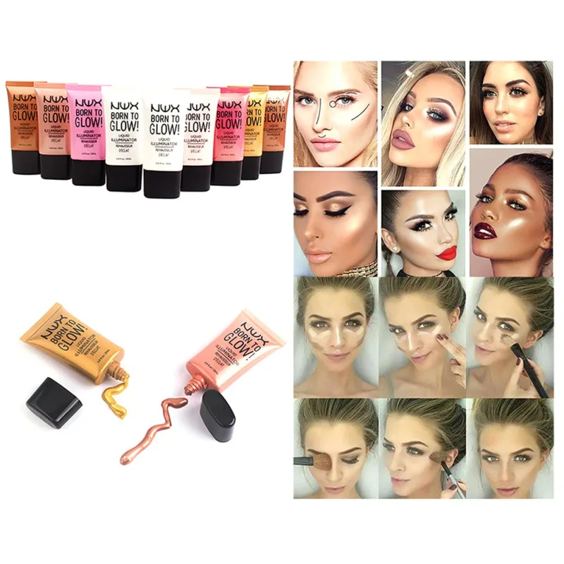 9 цветов жидкий хайлайтер долговечный водонепроницаемый яркий цвет кожи высокий