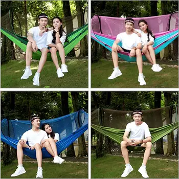 

Portable Outdoor Camping Hammock Sleeping High Strength Bed Swing with Mosquito Net Parachute Hammock Tent
