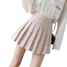 Summer Women's Skirt Shorts High Waist A-line Student Plaid Pleated Skirt Women Cute Sweet Girls Dance Mini Skirts Kawaii faldas