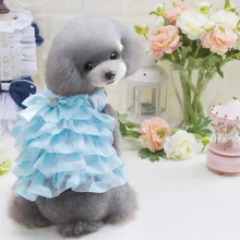 Большая волна точка круглый воротник собака Свадьба маленькая юбка домашнее животное кошка лук платье «Корейская принцесса» Летнее платье одежда