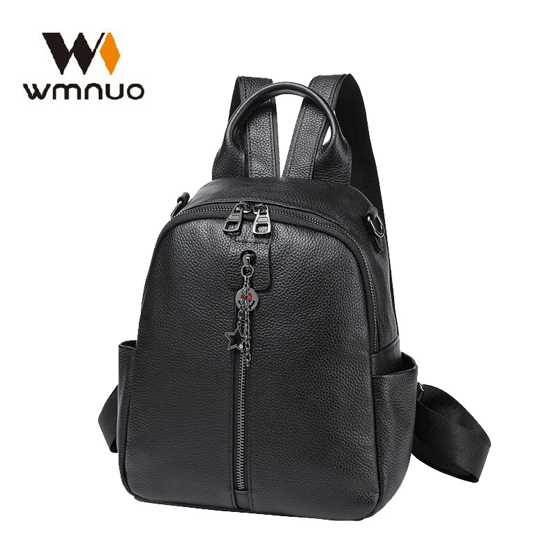 

Wmnuo 2019 Backpack Women 100% Genuine Leather School Bags For Girls Shoulder Bag Mochila Designer Travel Bag Casual Computer
