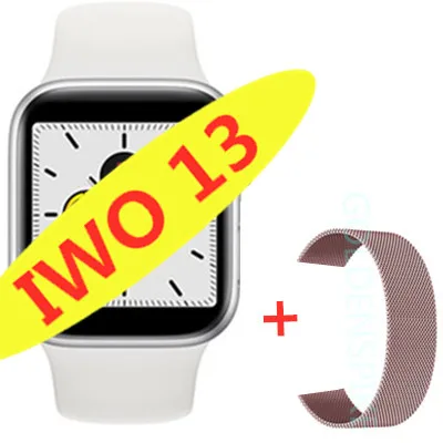 IWO 13 часы серии 5 1:1 Bluetooth Вызов Смарт часы 44 мм для apple iPhone IOS Android телефон ЭКГ smartwatch человек PK IWO 11/12 - Цвет: add steel strap