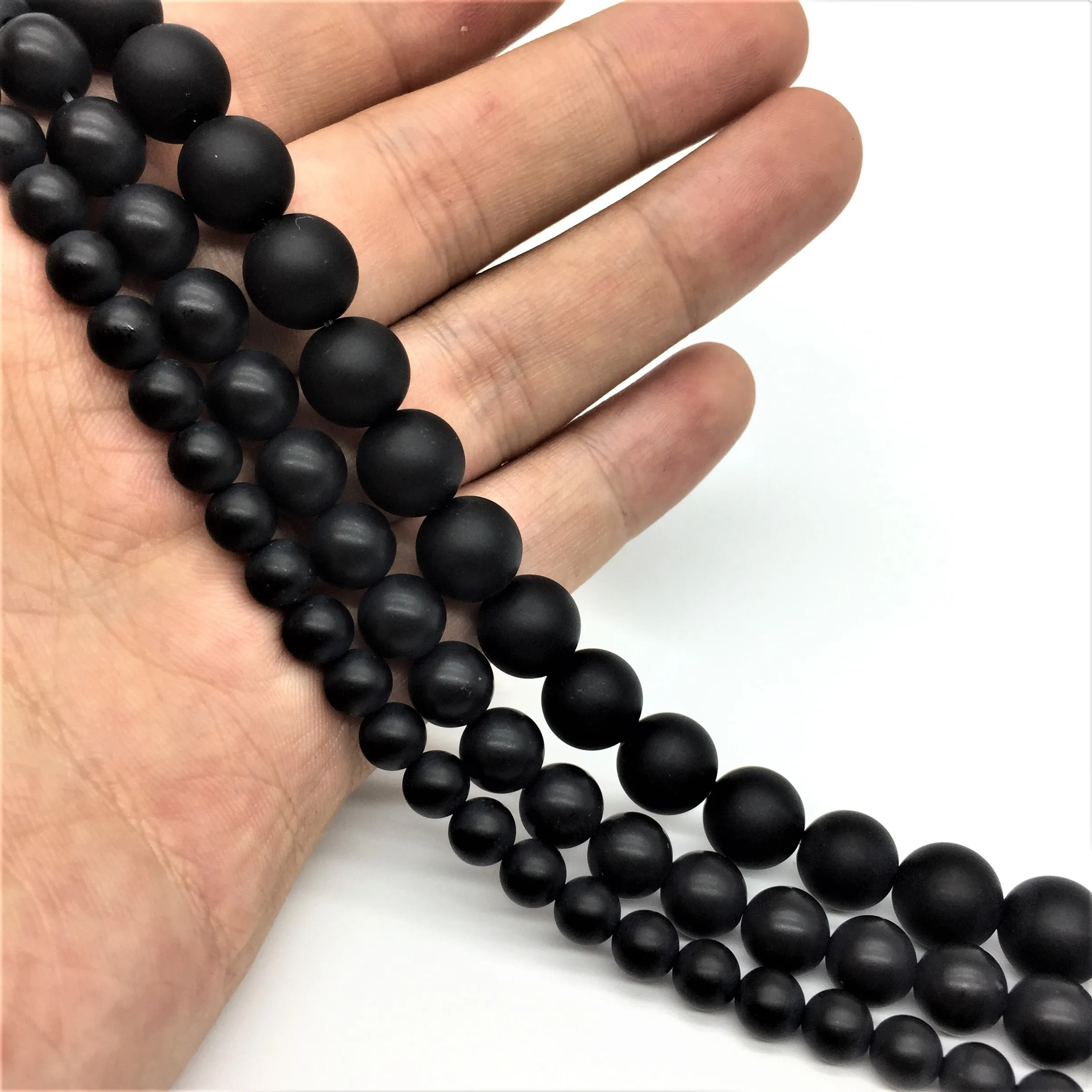 Black matte Бусины из натурального камня 2-14 мм круглые глянцевые или матовые черные бусины полированный оникс, сердолик бусины из черного камня для изготовления ювелирных изделий - Цвет: Black matte