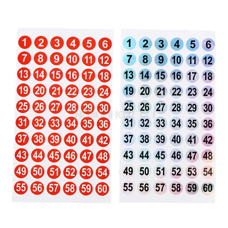 3Sheets Number Sticker 1-180 Label For Nail Polish Color Round Hologram Marking