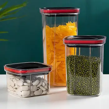 

Sealed Jar Transparent Knob Type Food Sealed Can Switch Fresh-keeping Moisture-proof Leak-proof Storage Tank For Kitchen