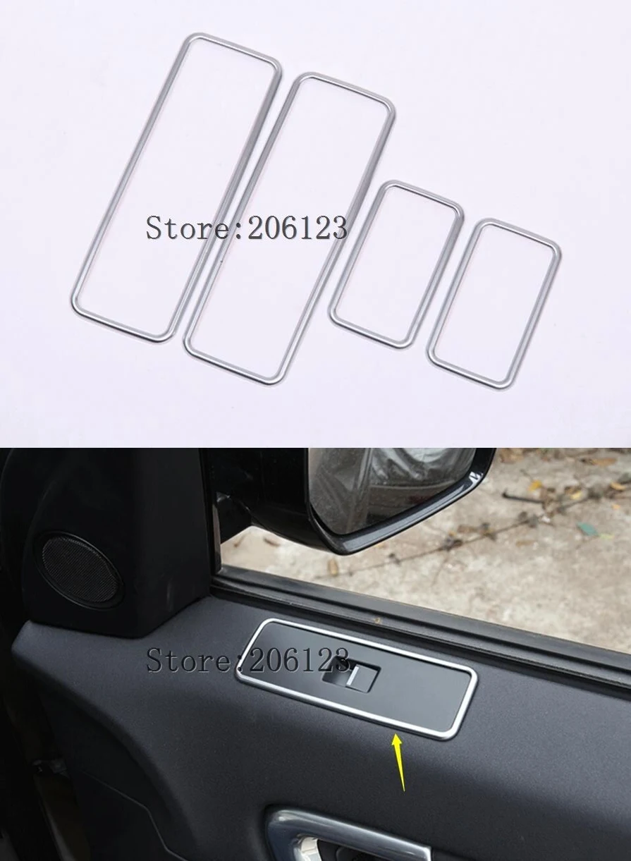 

4Pcs Car Interior Window Lift Button Switch Panel Frame Cover Trim Sticker Fit For Land Rover Discovery Sport 2015-2017