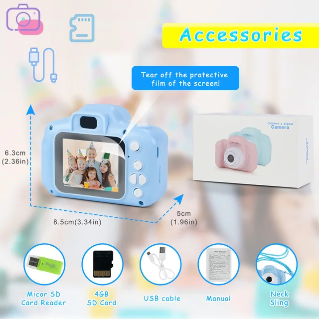 Children Camera Mini HD Video with SD Card Card Reader Intelligent Shooting Children's Digital Camera ​Sports Toys for Kids Gift 2