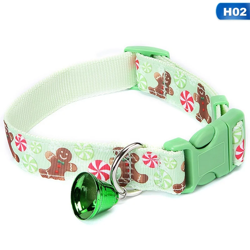 Легкая одежда ошейник для кошек и собак с колокольчиком Регулируемая пряжка ошейник для собак товары для щенков питомцев аксессуары для кошки, собаки рождественский стиль - Цвет: 2