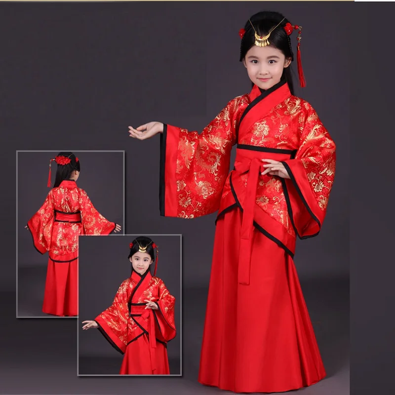 Детский традиционный старинный китайский одежда из шелка для девочек Hanfu танцевальные костюмы народный костюм детское сказочное платье Tang детская опера