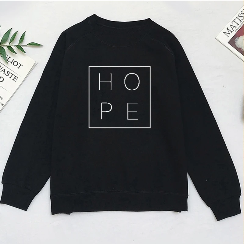 Hope Graphic Christian свитшоты женские толстовки с буквенным принтом осенне-зимний Повседневный пуловер с круглым вырезом женские Топы Harajuku