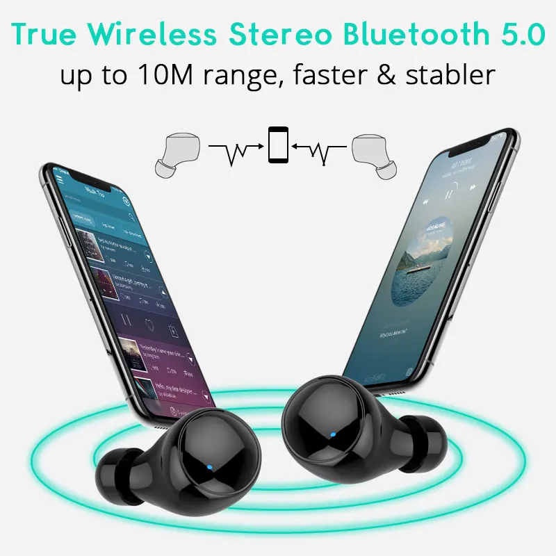 IPX8 Waterproof TWS Bluetooth Earphone For iPhone X XS 7 8 6 Umidigi a5 pro HiFi 6D Bluetooth 5.0 Headset For mi Xiaomi redmi 7a