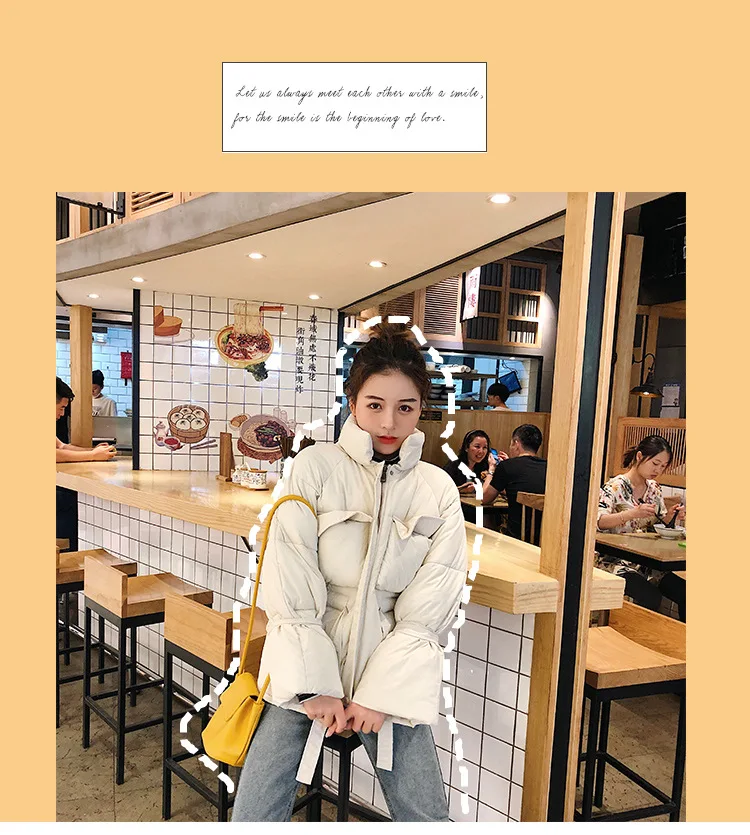 Hot Selling Winter New Style Korean-style Loose-Fit Slimming Thick down Coat down Feather Cotton-padded Clothes Cold-proof