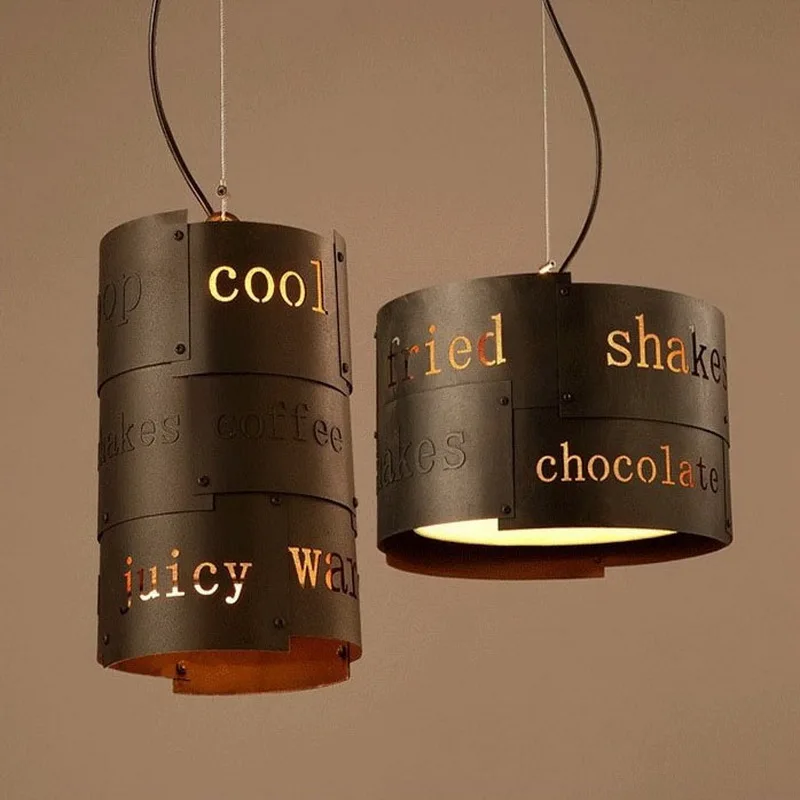 

Loft Style Personality English Word Pendant Lamp Coffee Shop Light Restaurant Light Dining Room Lamp Free Shipping
